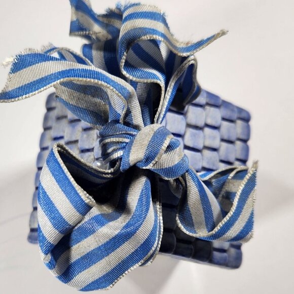 Vintage Mudpie Birdhouse Handpainted Flowers Bee blue yellow cottagecore spring - Picture 3 of 6